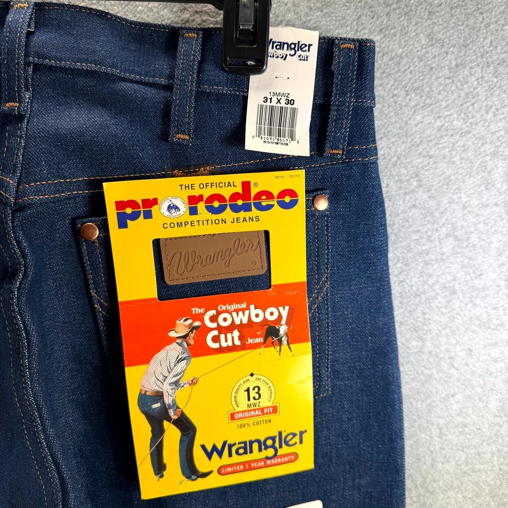 Wrangler Cowboy Cut Jeans Men 31x30 Blue Rigid Denim Medium Wash Zip-Fly Western
